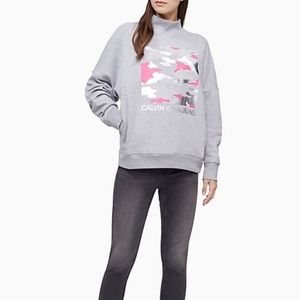 NWT Calvin Klein Camo Foil Mock Neck Sweatshirt
